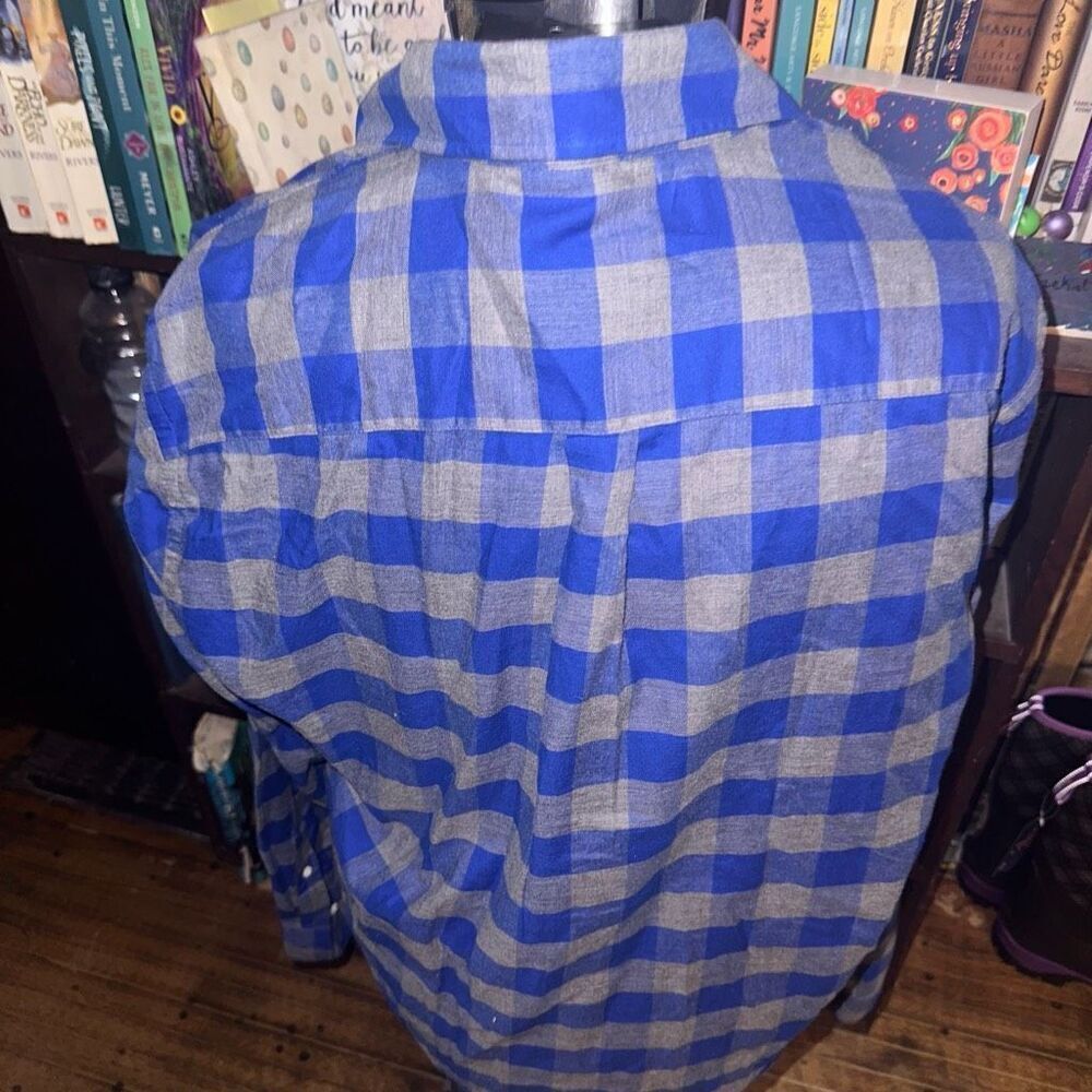 Peter Millar Blue & Gray Checked Button Down M Sl… - image 2